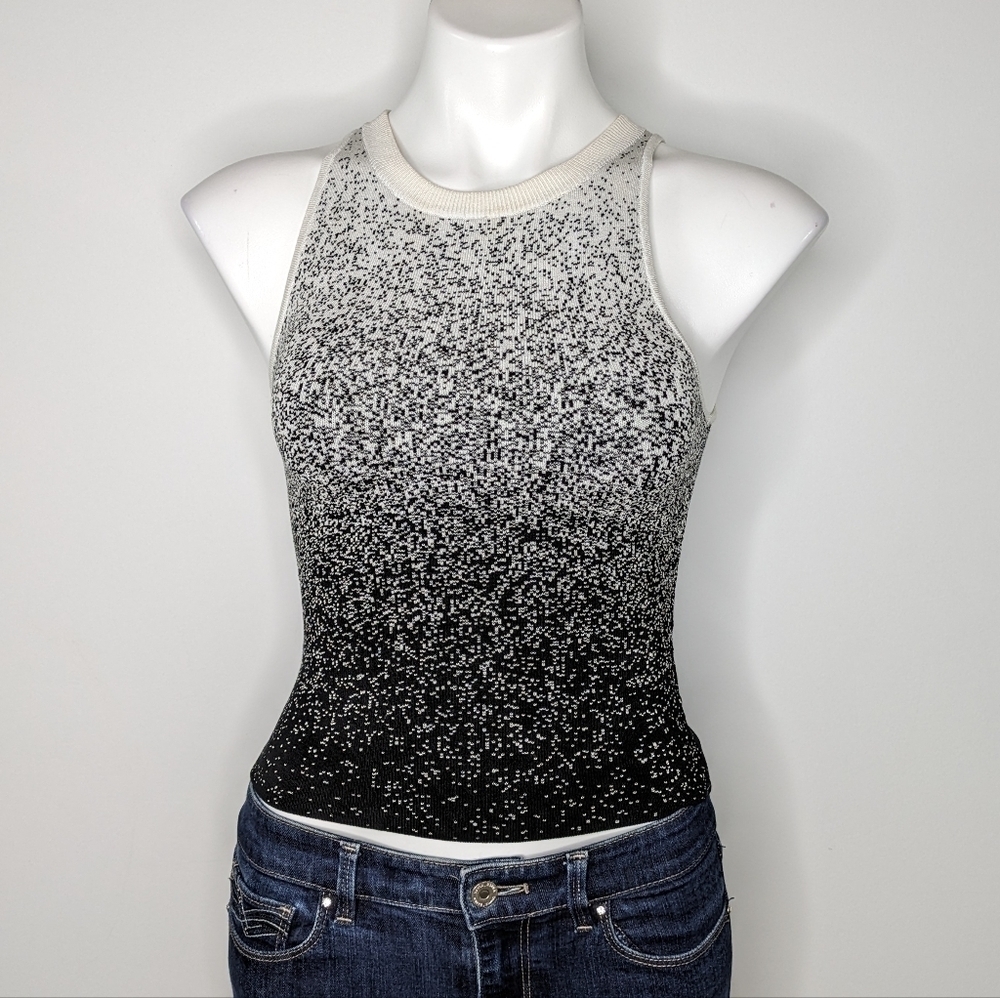 NWT Express body contour black white sleeveless knit tank top XS